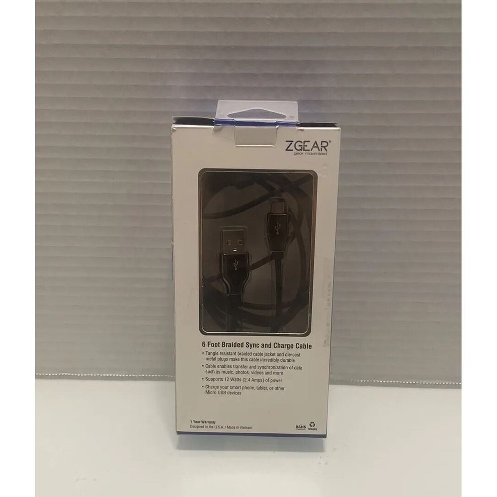 Zgear 6 Foot Braided Sync‎ And Charge Cable For Micro Usb Metal Housing